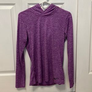 BRAND NEW WT Nike Dri-Fit Size Small purple long sleeve thermal w/ hood